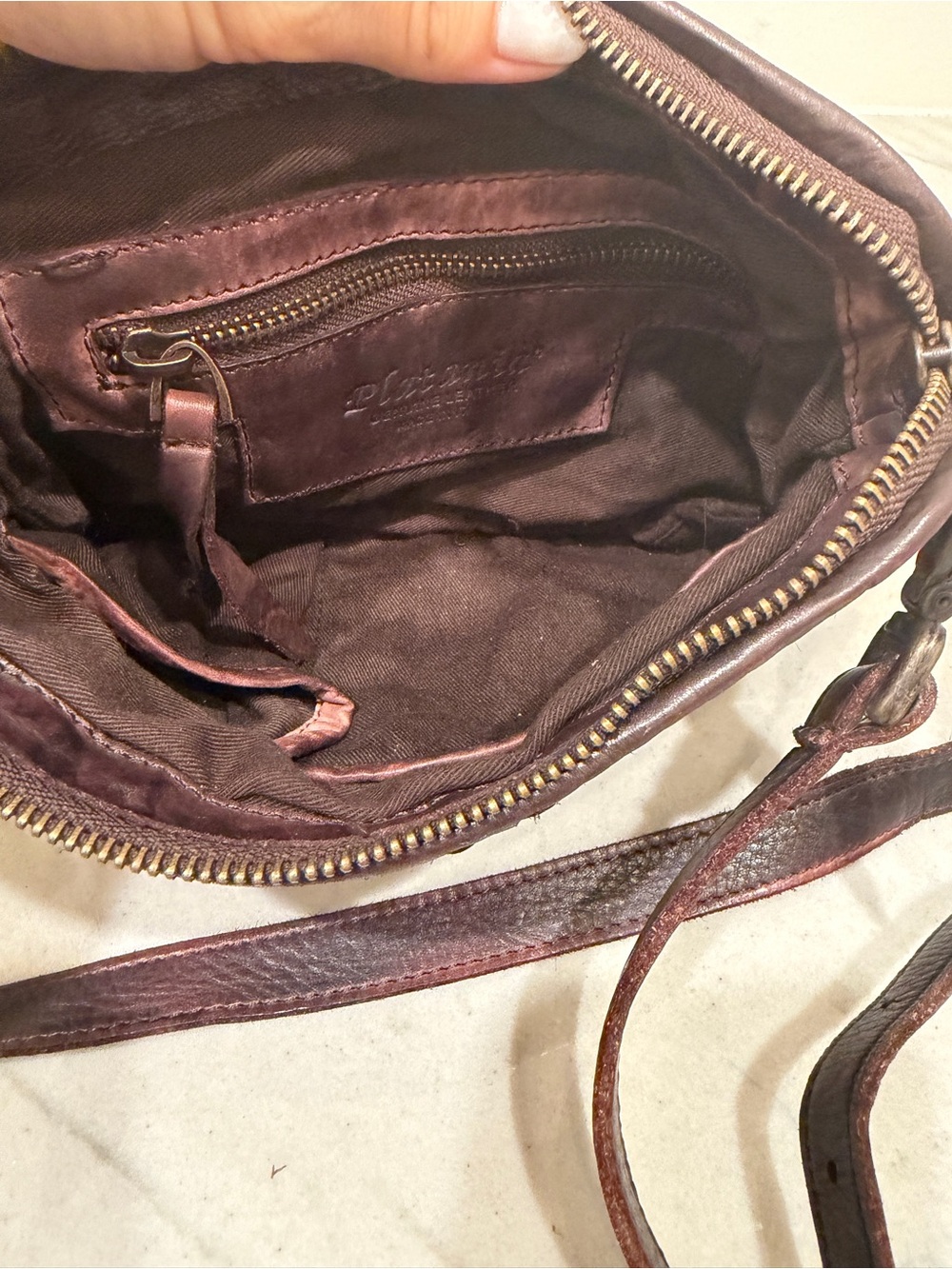 Platania Woven Italian Leather Crossbody Bag in Dark Brown Made in Italy - Picture 3 of 11